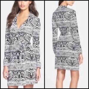 New Diane Von Furstenberg Silk Jeanne Two Zebra Tattoo Black Cream Wrap Dress 4